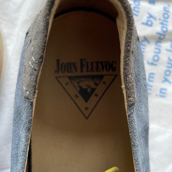 John Fluevog tri-colour (yellow, grey, blue) suede shoes - Picture 6 of 7